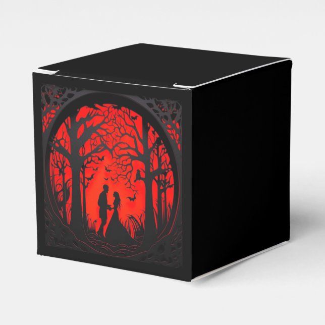 Gothic Wedding Romance Silhouette Favor Box (Front Side)