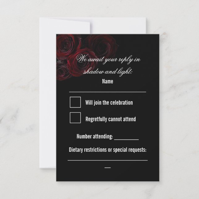 Gothic Wedding RSVP Card | Dark Romantic (Front)