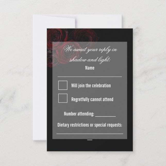 Gothic Wedding RSVP Card | Dark Romantic (Front)