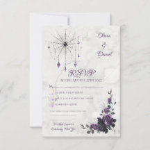 Gothic Wedding RSVP Card Floral Dark Romance