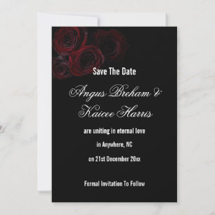 Gothic Wedding Save the Date Card   Dark Romantic 