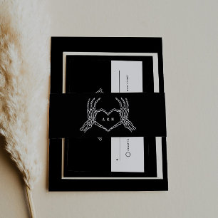 Gothic Wedding Skeleton Hands Wedding Invitation Belly Band