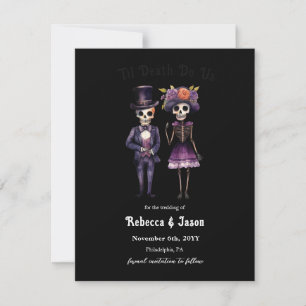 Gothic wedding skeletons save the date announcement