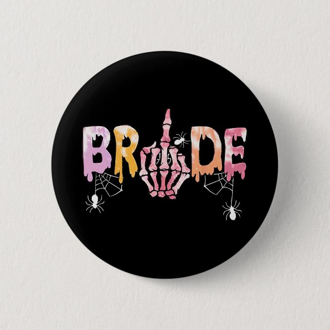 Gothic Wedding Spooky Halloween Skeleton Bride Jus 2 Inch Round Button (Front)