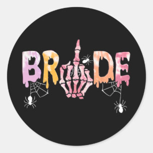 Gothic Wedding Spooky Halloween Skeleton Bride Jus Classic Round Sticker