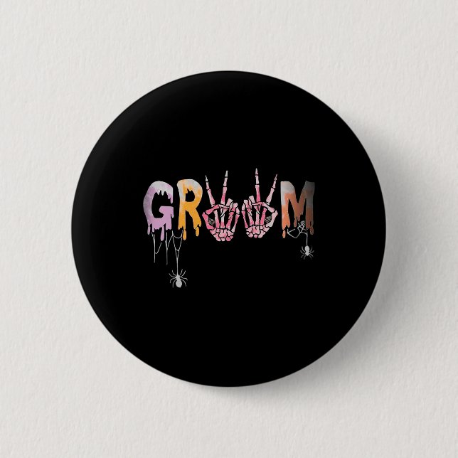 Gothic Wedding Spooky Halloween Skeleton Groom Jus 2 Inch Round Button (Front)