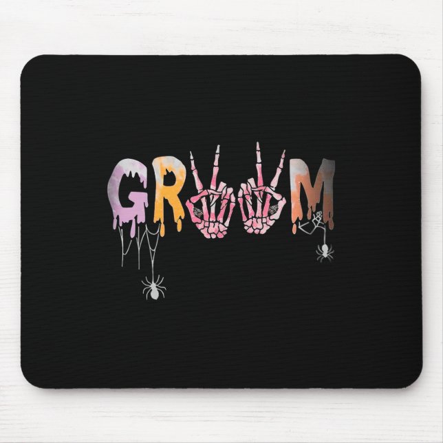 Gothic Wedding Spooky Halloween Skeleton Groom Jus Mouse Pad (Front)