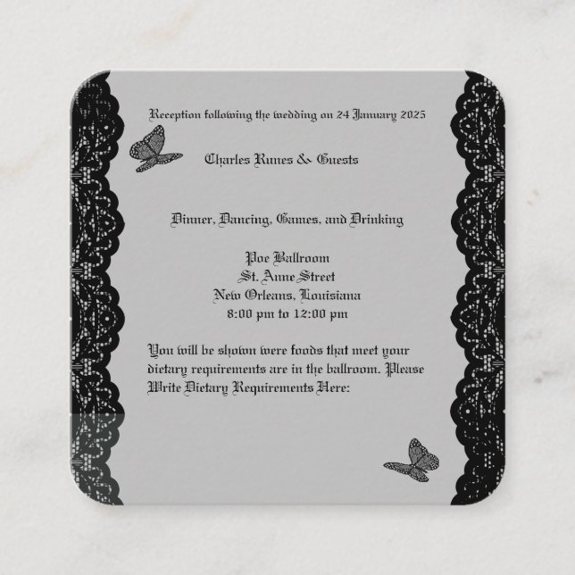 Gothic Wedding Theme RSVP Enclosure Card (Front)