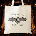 Gothic Wedding Vintage Halloween Bat Couple Names Tote Bag<br><div class="desc">Celebrate your dark romance in style with my Gothic themed wedding tote, featuring a stunning vintage bat design. Ideal for guests, this tote is a perfect blend of elegance and edge, crafted to complement your unique ceremony. Personalize it with names, dates, or a special message to create a lasting memento...</div>