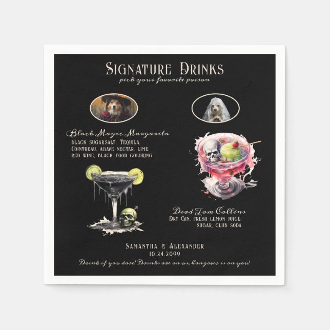 Gothic Wedding Whimsigoth Dog Signature Drinks Napkin (Front)