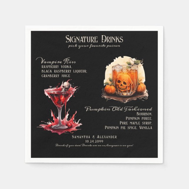 Gothic Wedding Whimsigoth Signature Drinks Napkin (Front)