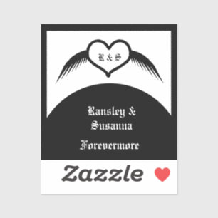 Gothic Wedding Winged Heart Custom Monogrammed