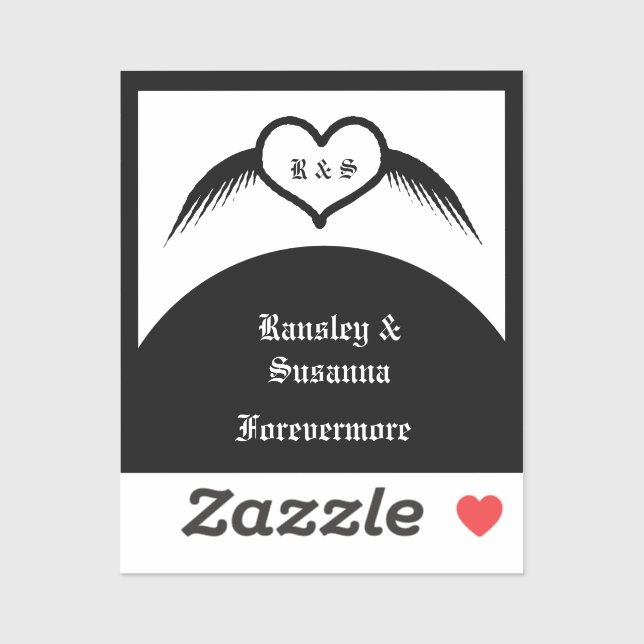 Gothic Wedding Winged Heart Custom Monogrammed (Sheet)