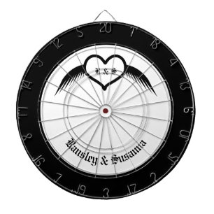 Gothic Wedding Winged Heart Custom Monogrammed Dartboard
