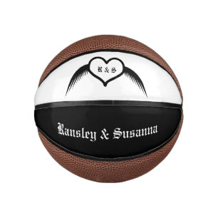 Gothic Wedding Winged Heart Custom Monogrammed Mini Basketball