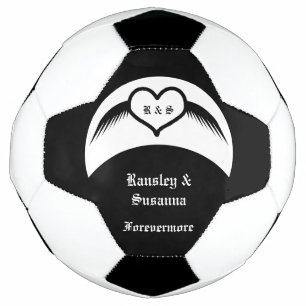 Gothic Wedding Winged Heart Custom Monogrammed Soccer Ball