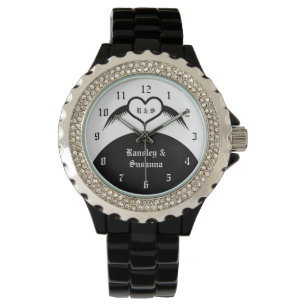 Gothic Wedding Winged Heart Custom Monogrammed Watch