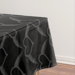 Gothic Wedding Winged Heart Patterned Tablecloth