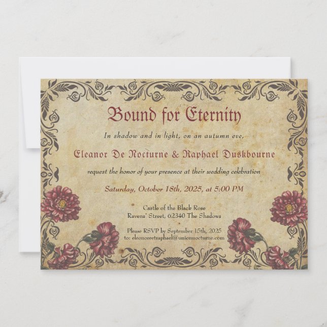 Gothic Wedding with Dark Florals  Invitation (Front)