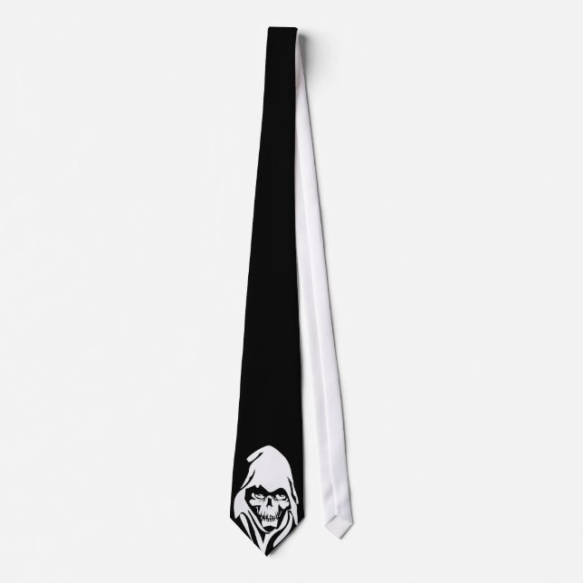 Gothic White Reaper face on black background Tie (Front)