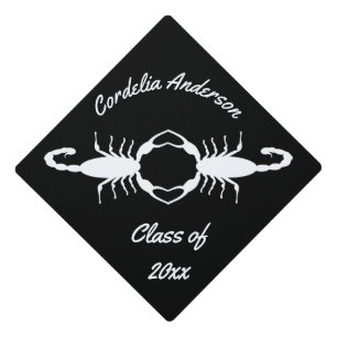 Gothic White Scorpions Custom Graduation Cap Topper