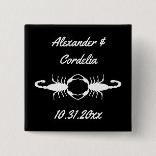 Gothic White Wedding Scorpions Custom 2 Inch Square Button