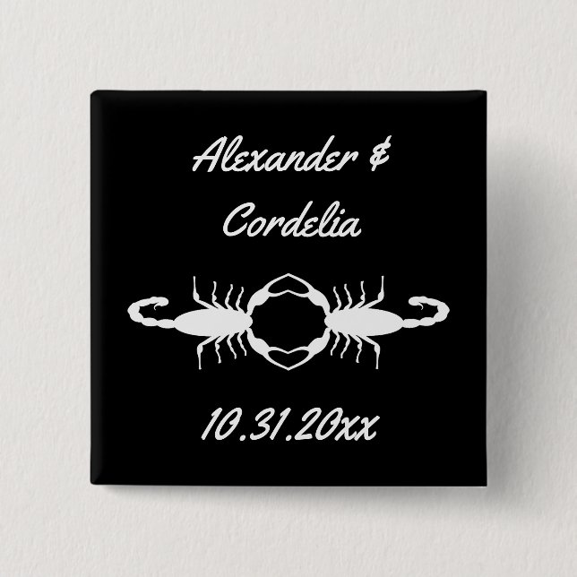 Gothic White Wedding Scorpions Custom 2 Inch Square Button (Front)