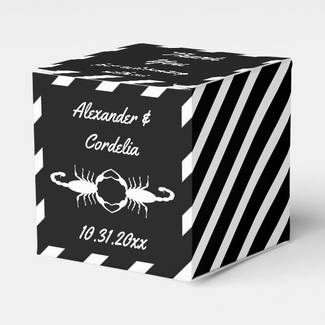Gothic White Wedding Scorpions Custom Favor Box (Front Side)