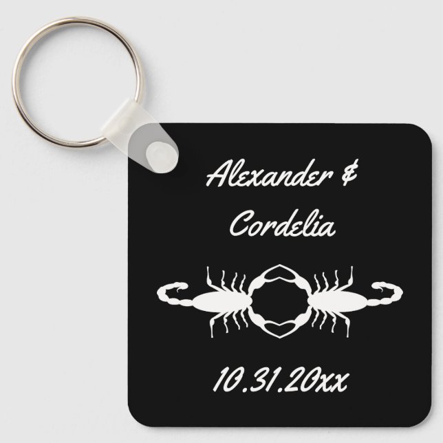 Gothic White Wedding Scorpions Custom Keychain (Front)
