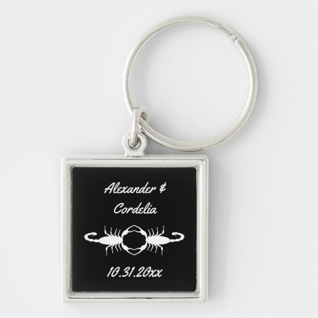 Gothic White Wedding Scorpions Custom Keychain (Front)