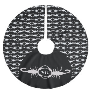 Gothic White Wedding Scorpions Custom Monogrammed Brushed Polyester Tree Skirt