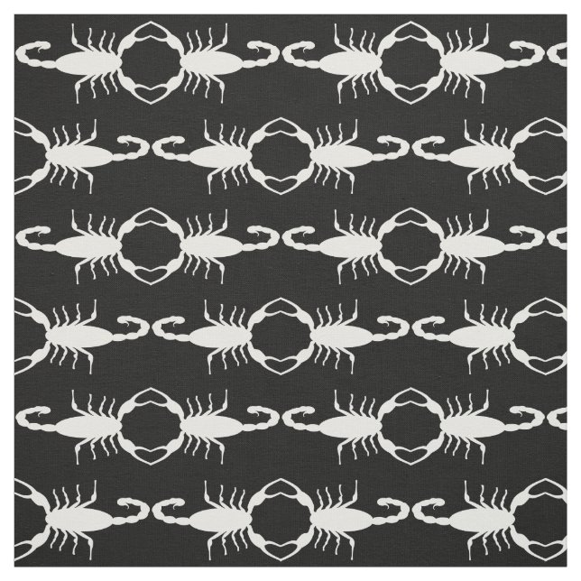 Gothic White Wedding Scorpions Custom Patterned Fabric (Swatch)