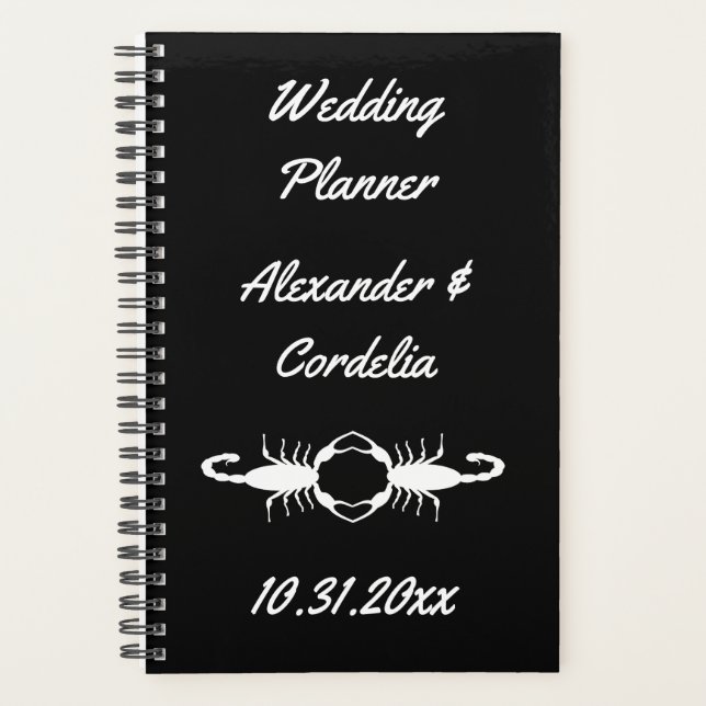 Gothic White Wedding Scorpions Custom Planner (Front)