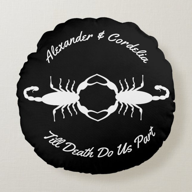 Gothic White Wedding Scorpions Custom Round Pillow (Front)