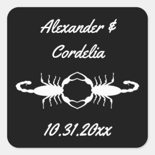 Gothic White Wedding Scorpions Custom Square Sticker