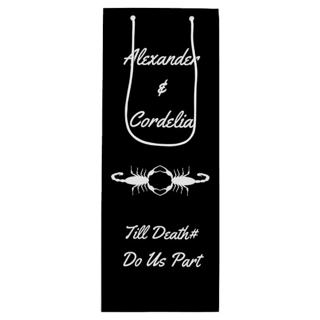 Gothic White Wedding Scorpions Custom Wine Gift Bag (Front)
