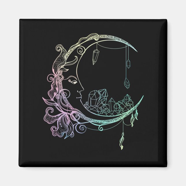 Gothic Wicca Crescent Pastel Goth Moon Magnet (Front)