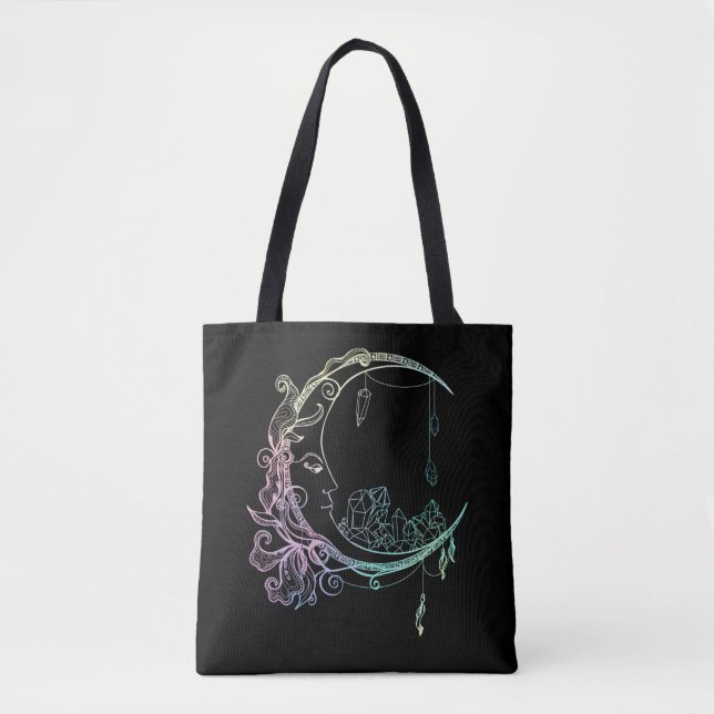 Gothic Wicca Crescent Pastel Goth Moon Tote Bag (Front)