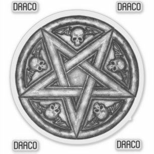 Gothic Wicca Pentagram Skulls Vinyl Cutout Sticker