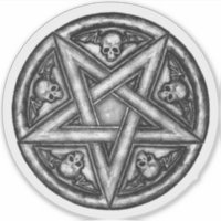 Gothic Wicca Pentagram Skulls Vinyl Cutout Sticker