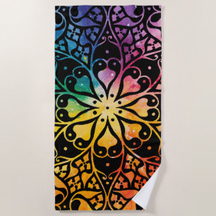 Gothic Window Rainbow Pride Beach Towel