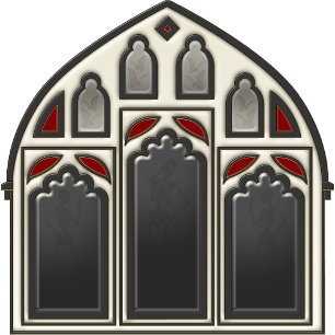 Gothic Window w/ Skeletons & Bats on Black Bath Mat