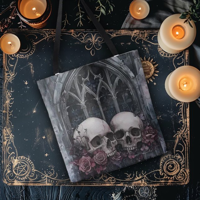Gothic Windows and Skulls Tote Bag (Creator Uploaded)