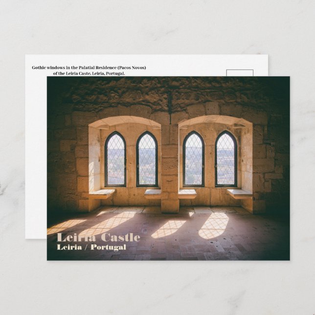 Gothic windows in Leiria Castle Palatial Residence Postcard (Front/Back)