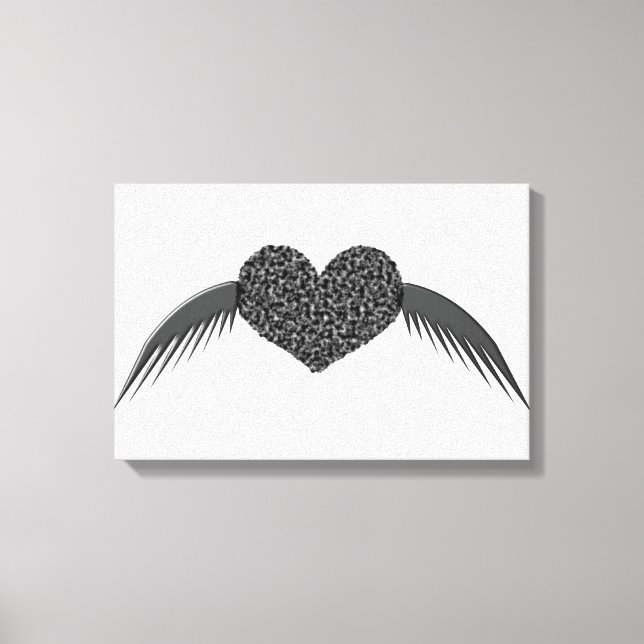 Gothic Winged Love Heart Canvas Print (Front)