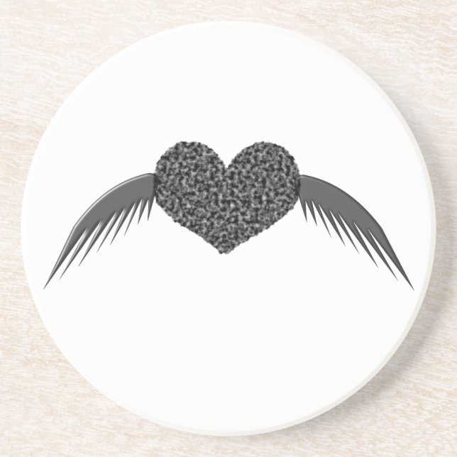 Gothic Winged Love Heart Coasters (Front)