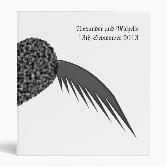 Gothic Winged Love Heart Custom Wedding Album Binder (Front)