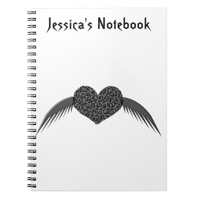 Gothic Winged Love Heart Customizable Notebook (Front)