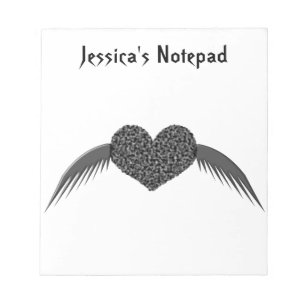 Gothic Winged Love Heart Customizable Notepad