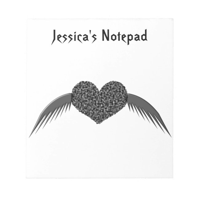 Gothic Winged Love Heart Customizable Notepad (Front)